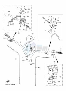 YFM90R (BD3J) drawing STEERING HANDLE & CABLE