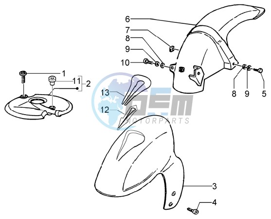 Front and rear mudguard