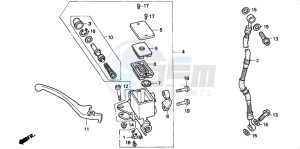 CB250 NIGHTHAWK drawing FR. BRAKE MASTER CYLINDER