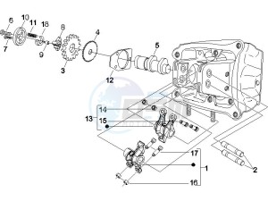 Beverly 500 2005-2006 drawing Camshaft - Rocking levers support unit