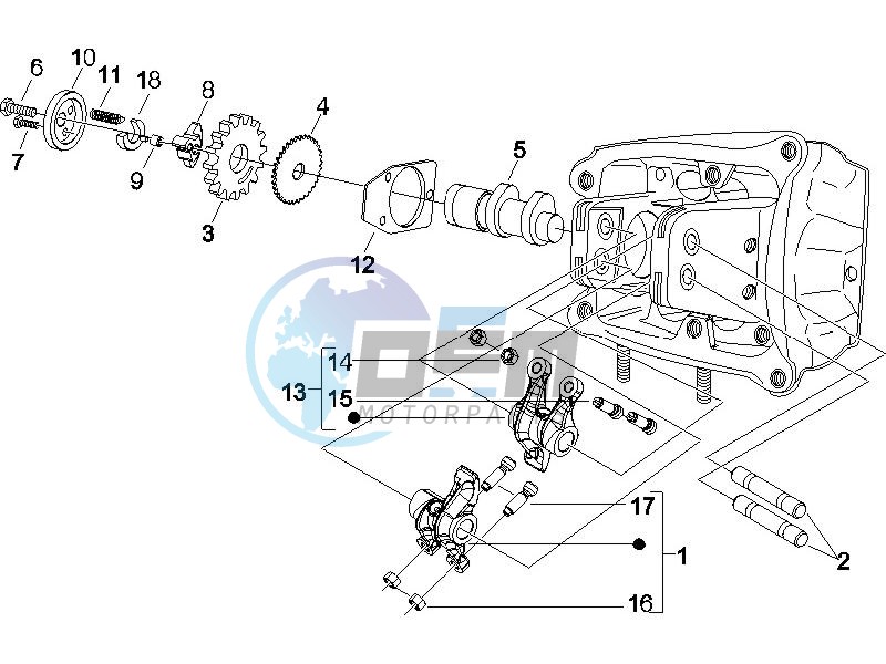 Camshaft - Rocking levers support unit