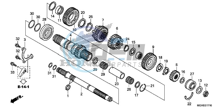 TRANSMISSION (VFR1200XD/XDA/XDL/XDS) (MAINSHAFT)