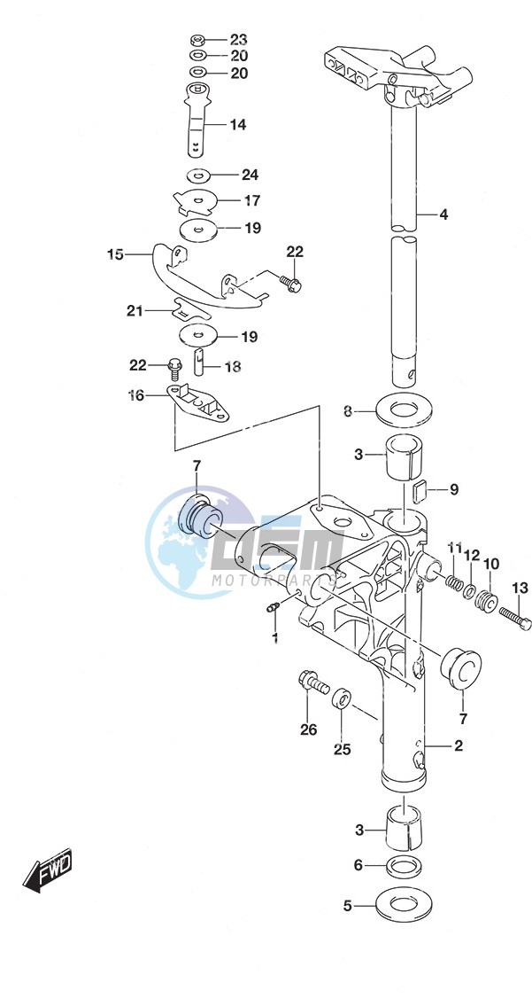 Swivel Bracket  -  Tiller Handle w/Power Tilt