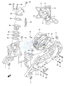 AY50 (P19) katana drawing CRANKCASE (MODEL AY50W K3 K4)