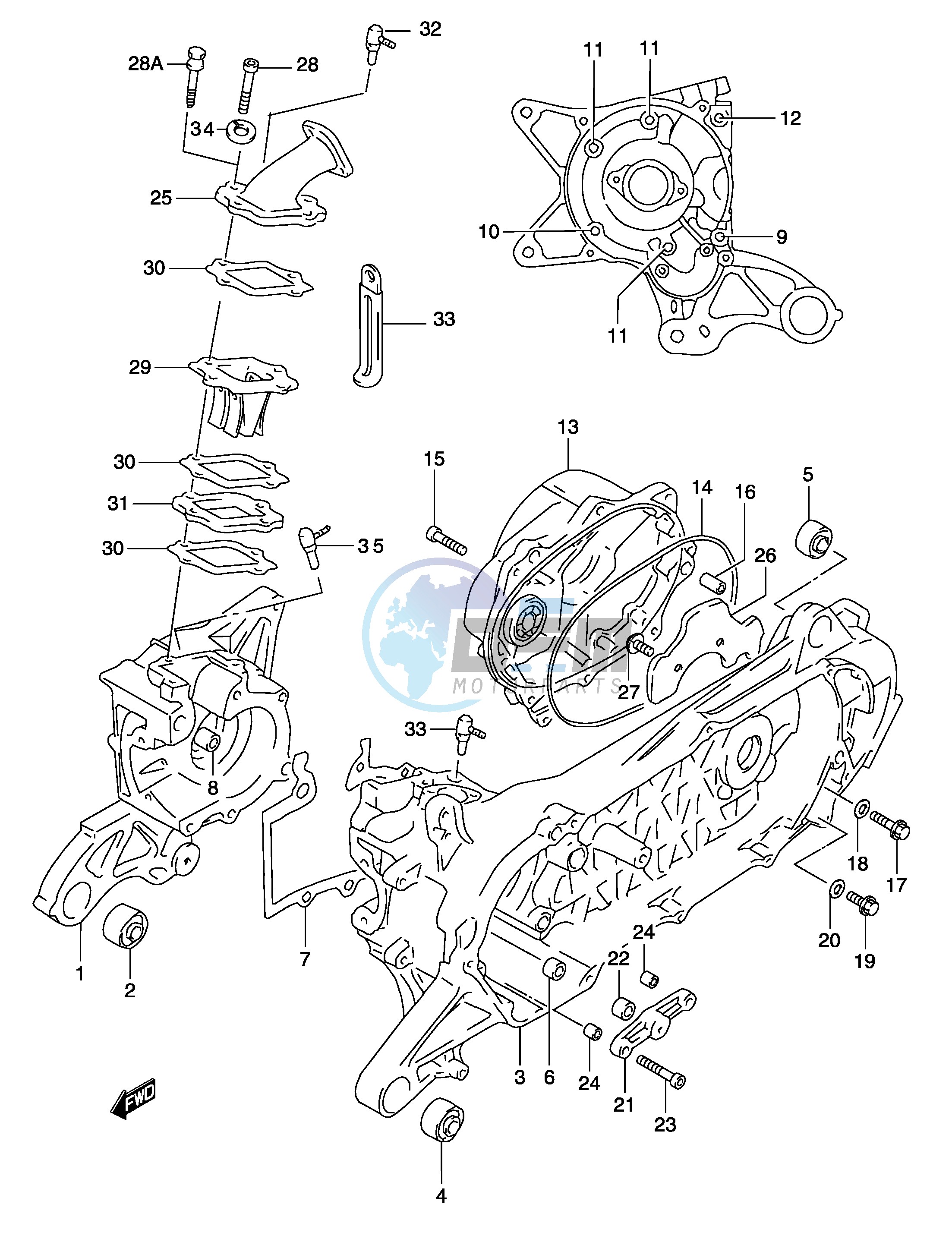 CRANKCASE (MODEL AY50W K3 K4)