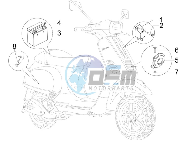 Control switches - Battery - Horn