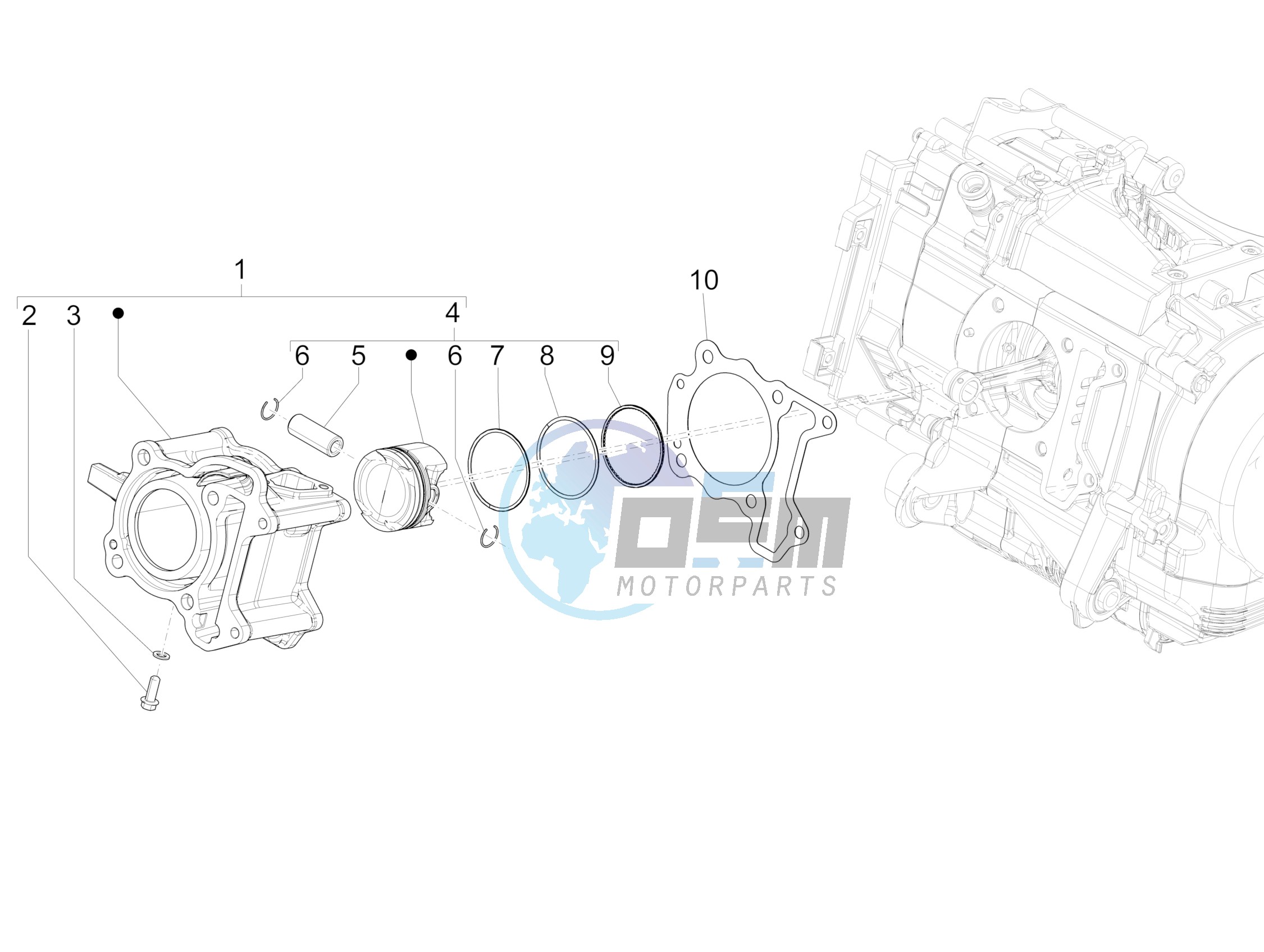 Cylinder-piston-wrist pin unit