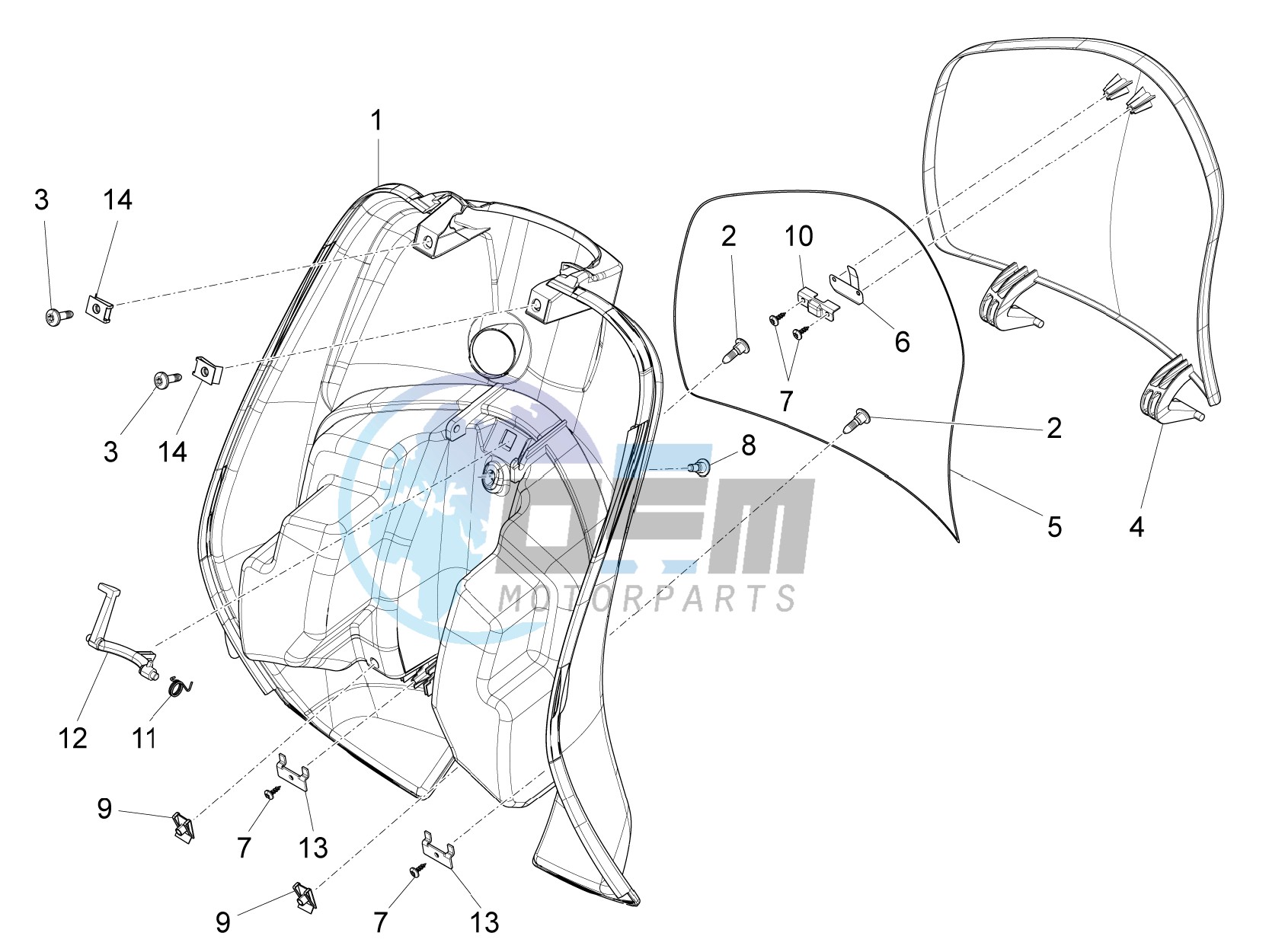 Front glove-box - Knee-guard panel