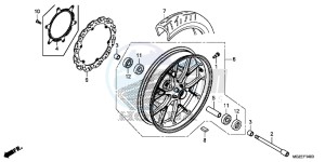 CB500FE CB500F UK - (E) drawing FRONT WHEEL