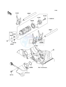 ZZR1400 ABS ZX1400B7F FR GB XX (EU ME A(FRICA) drawing Gear Change Drum/Shift Fork(s)