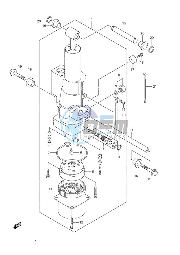 Trim Cylinder - Power Tilt/Tiller Handle