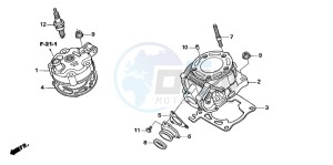 CR125R drawing CYLINDER/CYLINDER HEAD (CR125R5-7)