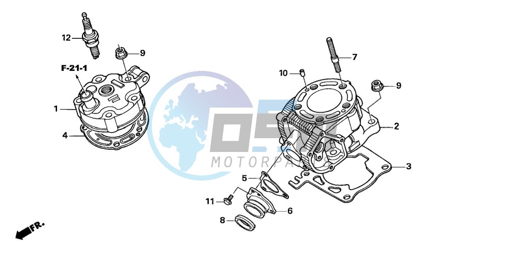 CYLINDER/CYLINDER HEAD (CR125R5-7)