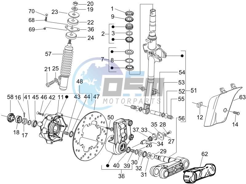 Fork - steering tube - Steering bearing unit