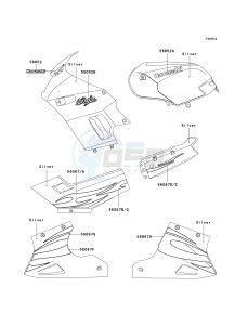 EX 250 F [NINJA 250R] (6F-7F) F7F drawing DECALS-- SILVER- --- F7F- -