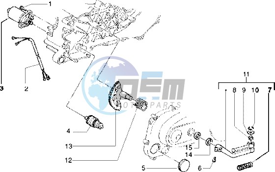 Starting motor-starter lever