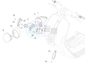 946 ARMANI 125 4T 3V ABS E3 (EMEA, APAC) drawing Front headlamps - Turn signal lamps