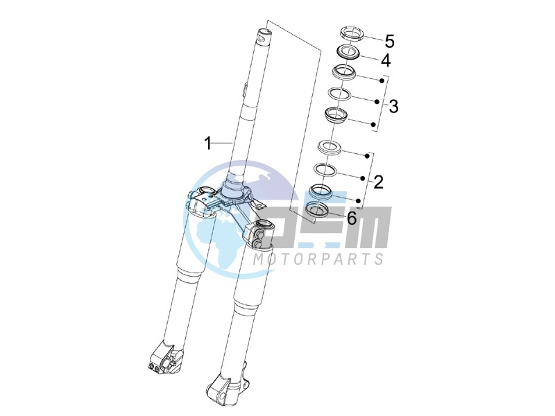 Fork steering tube - Steering bearing unit