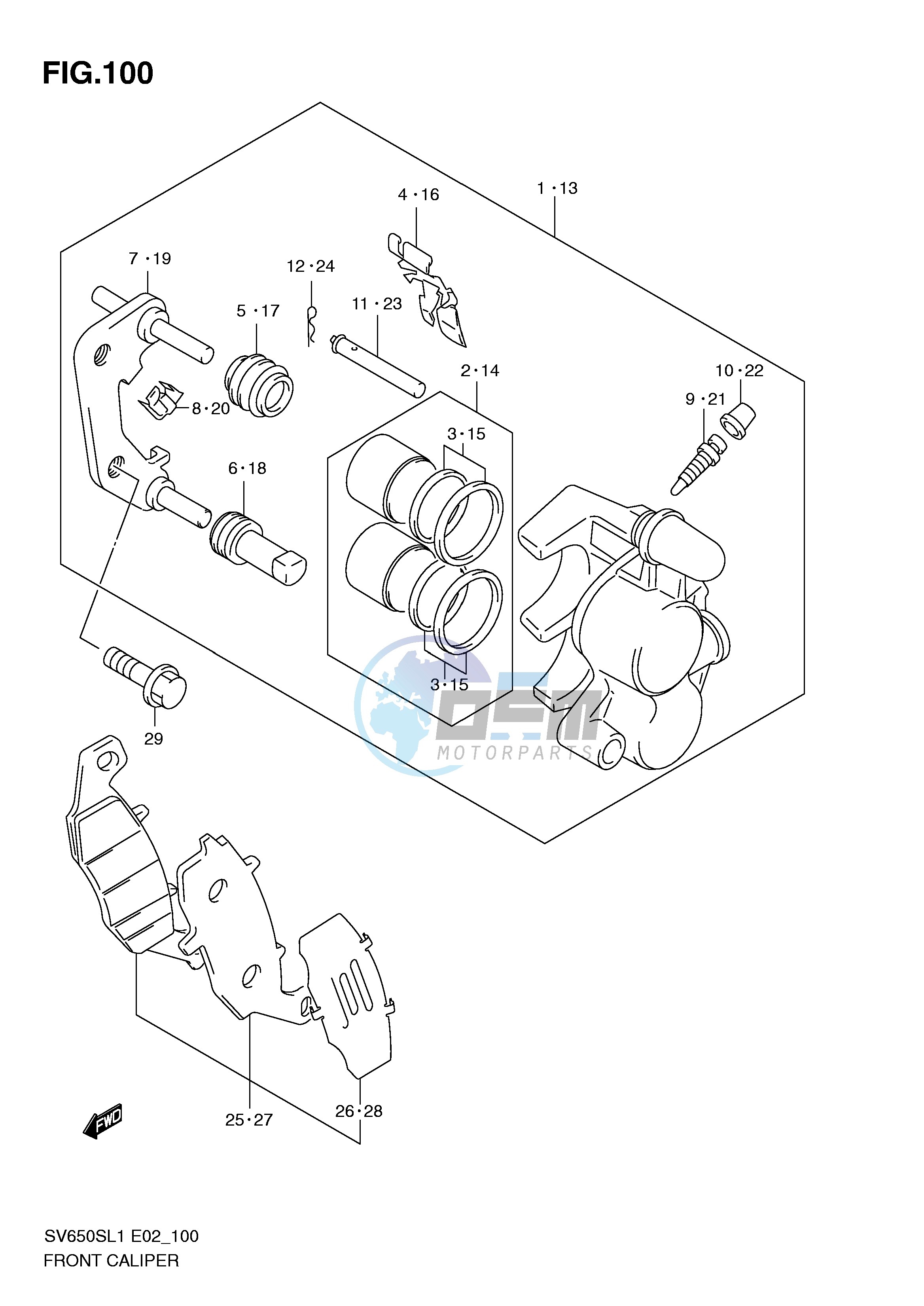 FRONT CALIPER (SV650SAL1 E24)