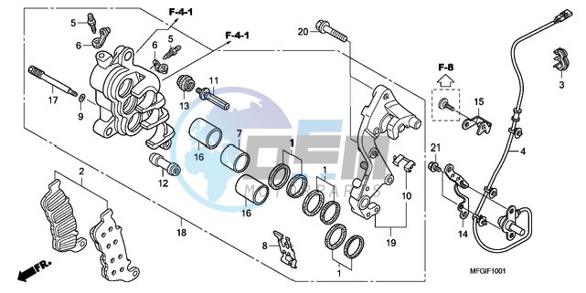 R. FRONT BRAKE CALIPER (CB600FA/FA3)