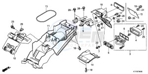 CBR125RTD CBR125RT UK - (E) drawing REAR FENDER