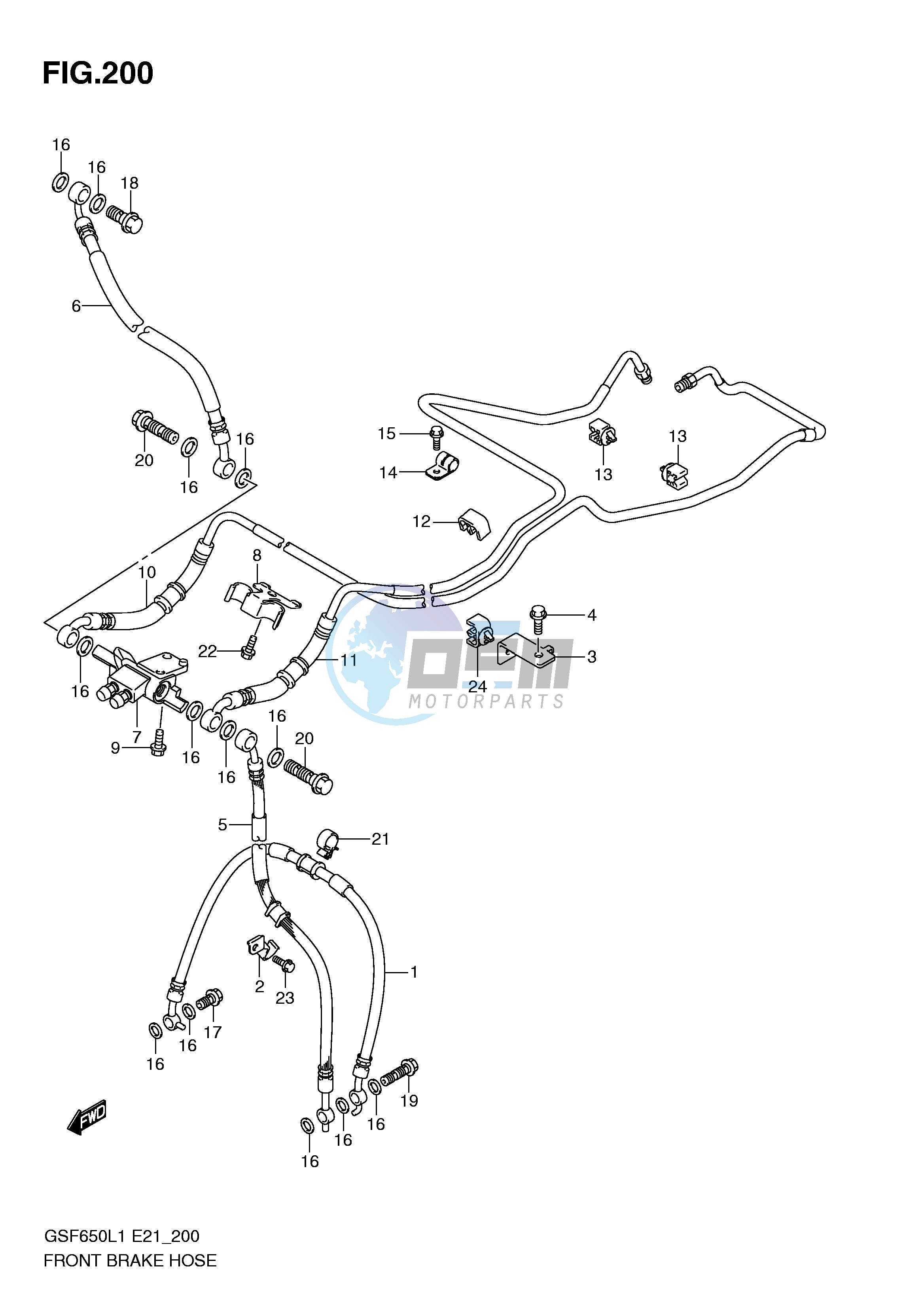 FRONT BRAKE HOSE (GSF650UAL1 E21)