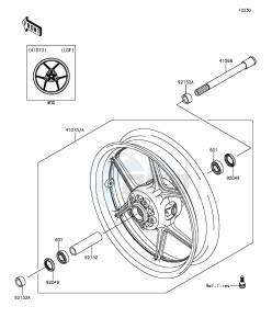 Z1000SX ZX1000LGF FR GB XX (EU ME A(FRICA) drawing Front Hub