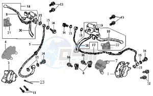 EURO MX 125 DUAL DISK 50 drawing BRAKE CALIPER FR / RR /  BRAKE LEVERS