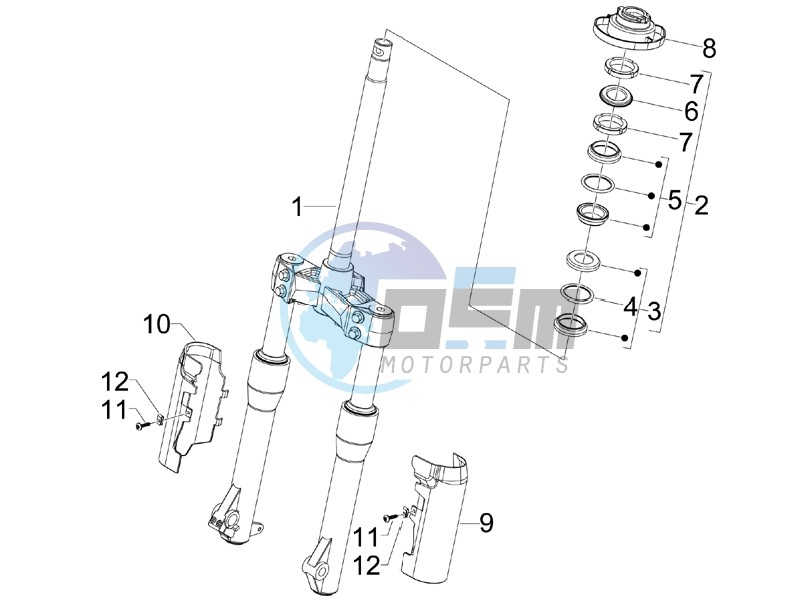 Fork steering tube - Steering bearing unit