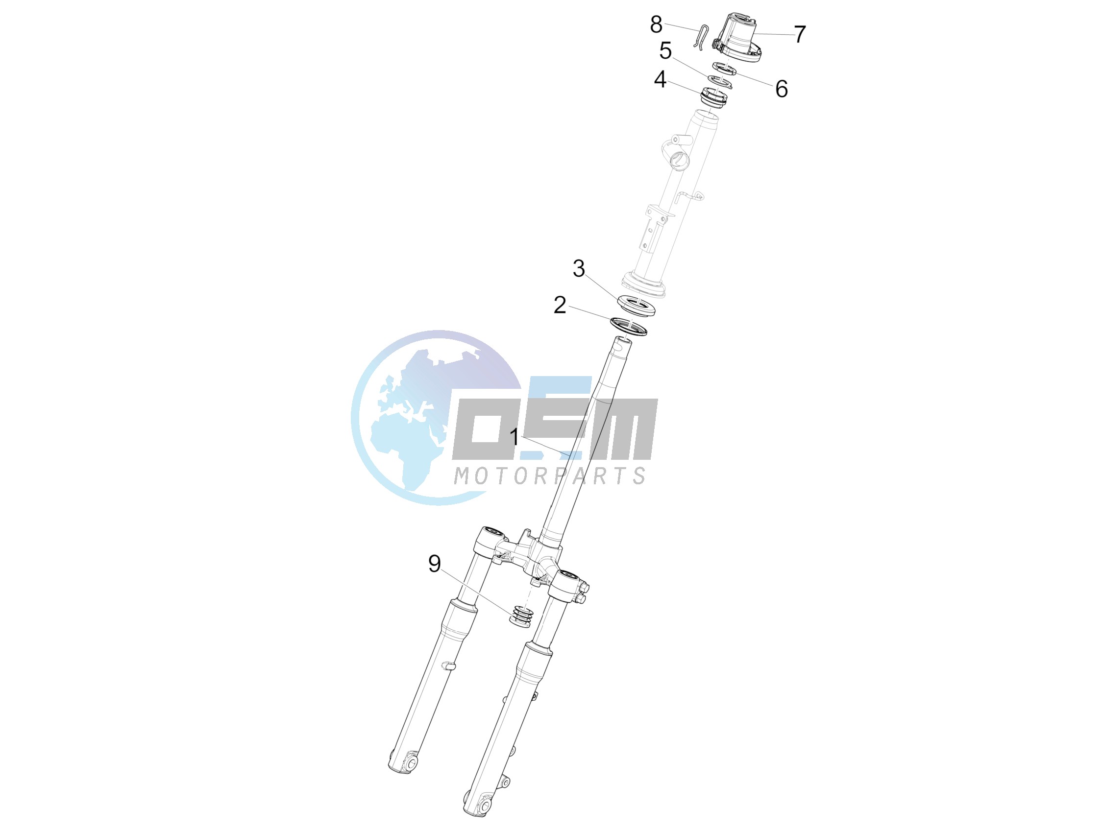 Fork/steering tube - Steering bearing unit