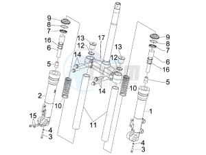 X Evo 125 Euro 3 (UK) drawing Fork's components (Kayaba)