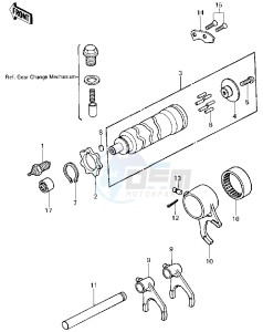 KZ 440 D [LTD BELT] (D1) [LTD BELT] drawing GEAR CHANGE DRUM & FORKS -- 80 D1- -