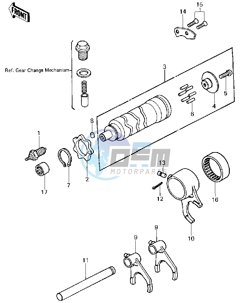 GEAR CHANGE DRUM & FORKS -- 80 D1- -