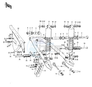 F11 (-A) 250 drawing SWING ARM_SHOCK ABSORBERS -- 73-75 F11_F11-A_F11-B- -