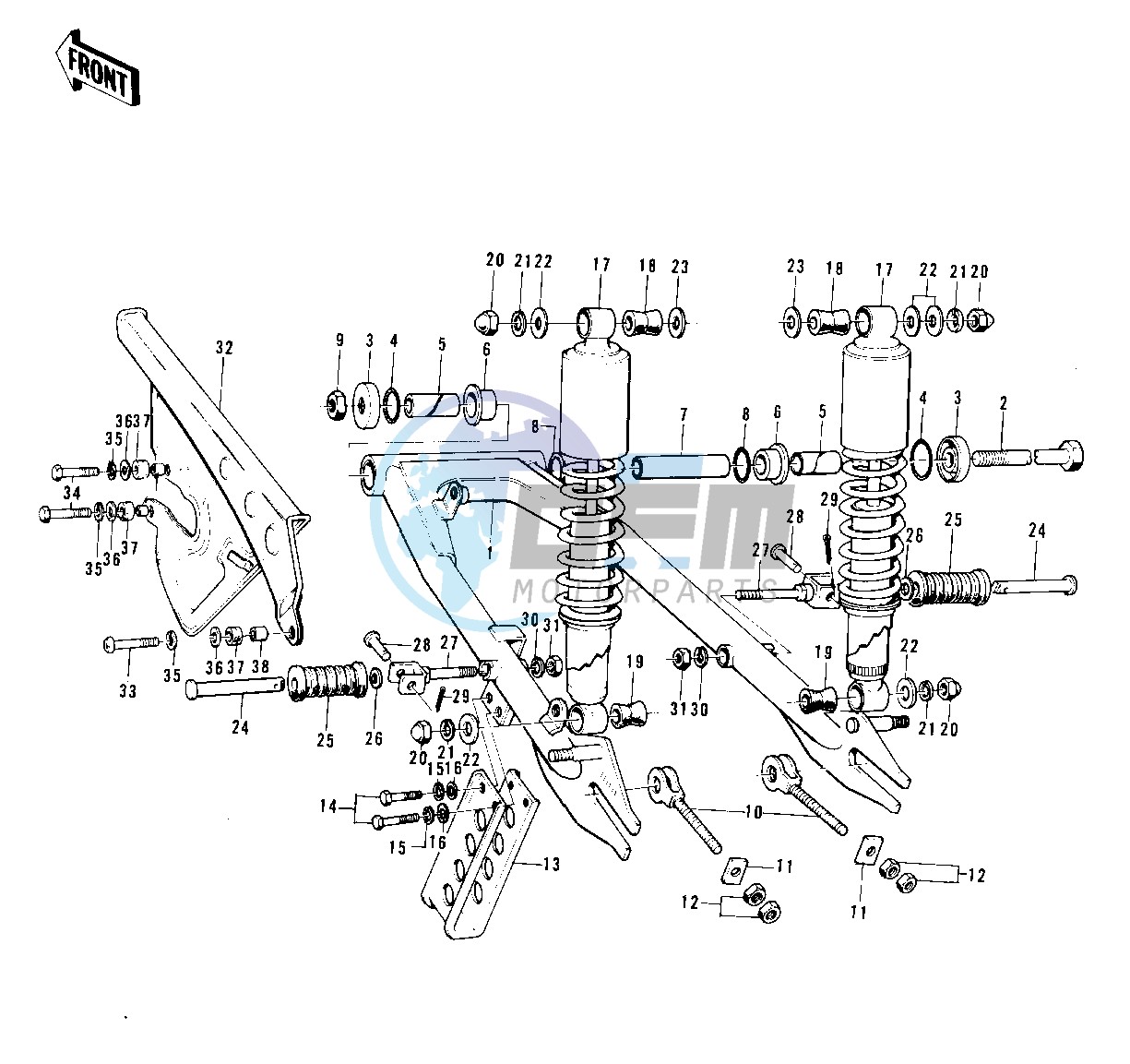 SWING ARM_SHOCK ABSORBERS -- 73-75 F11_F11-A_F11-B- -