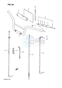 LT230E (E28) drawing HANDLEBAR - CONTROL CABLE