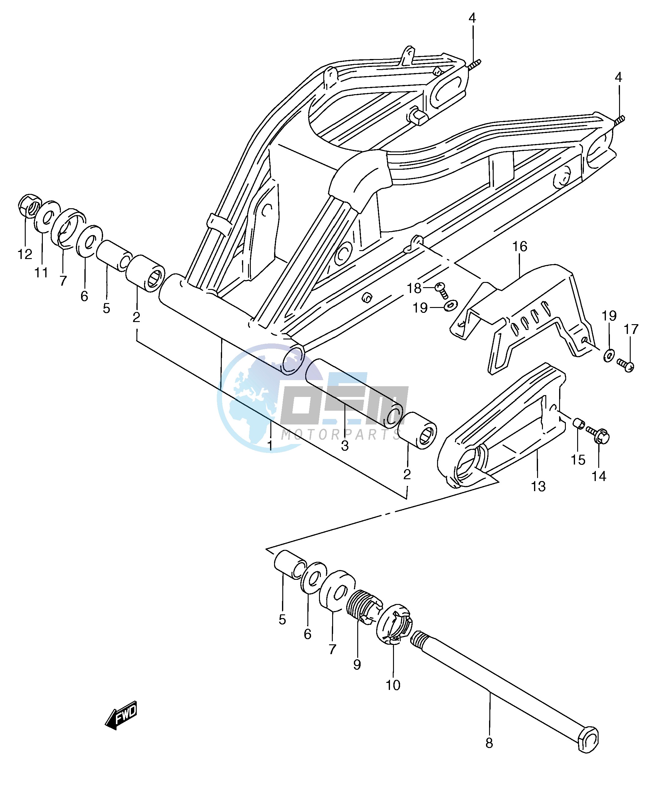 REAR SWINGING ARM (MODEL P R T)