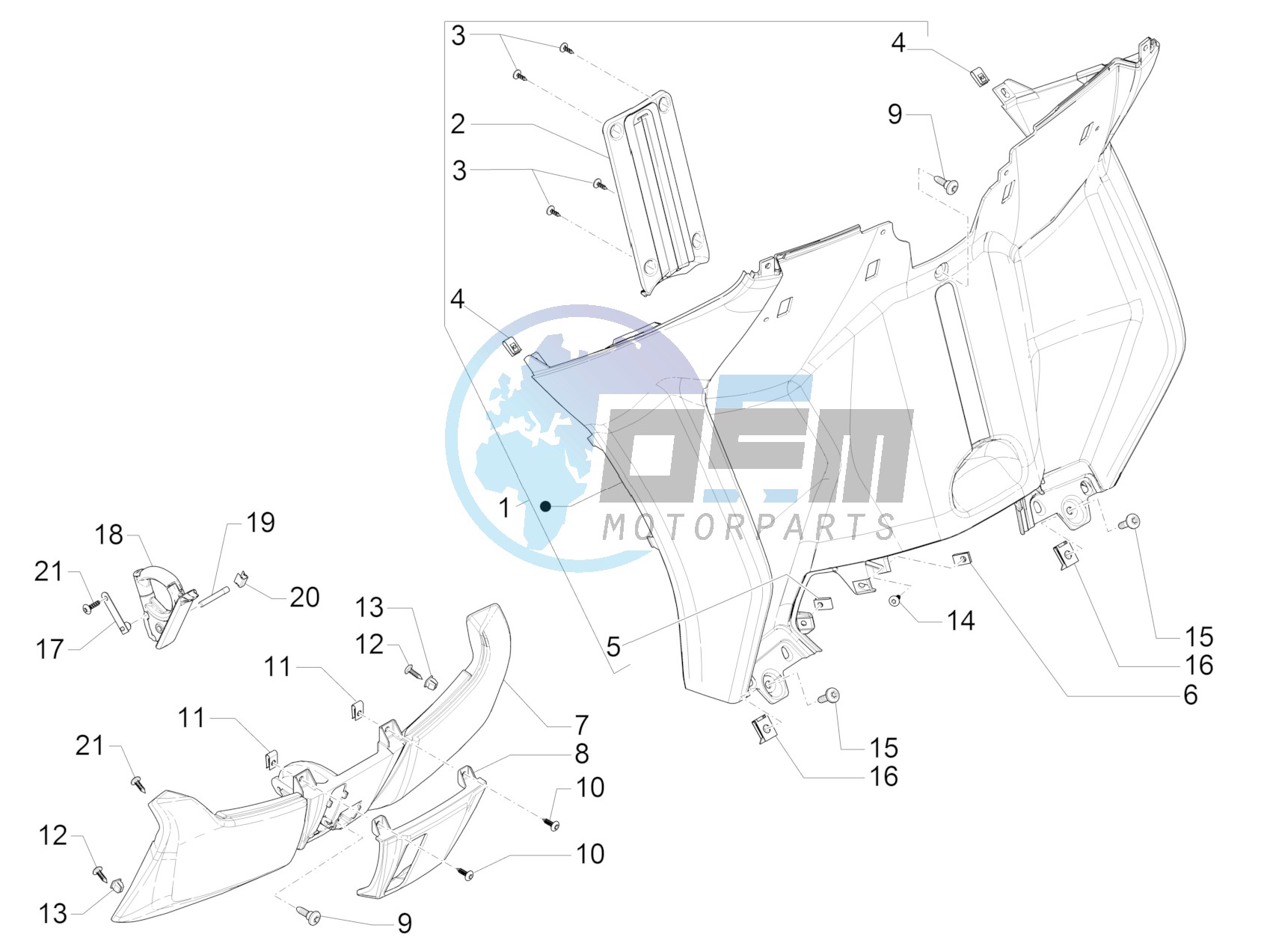 Front glove-box - Knee-guard panel