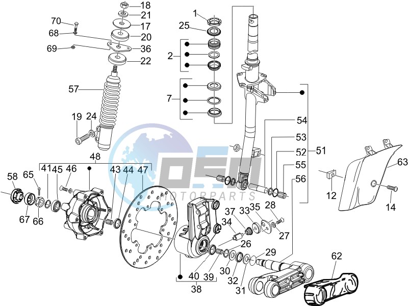 Fork - steering tube - Steering bearing unit