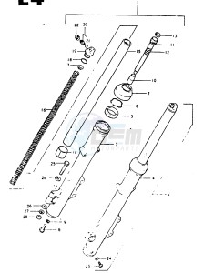 GSX1100 (T-X) drawing FRONT FORK (GSX1100T F.NO. 100131~ GSX1100X)