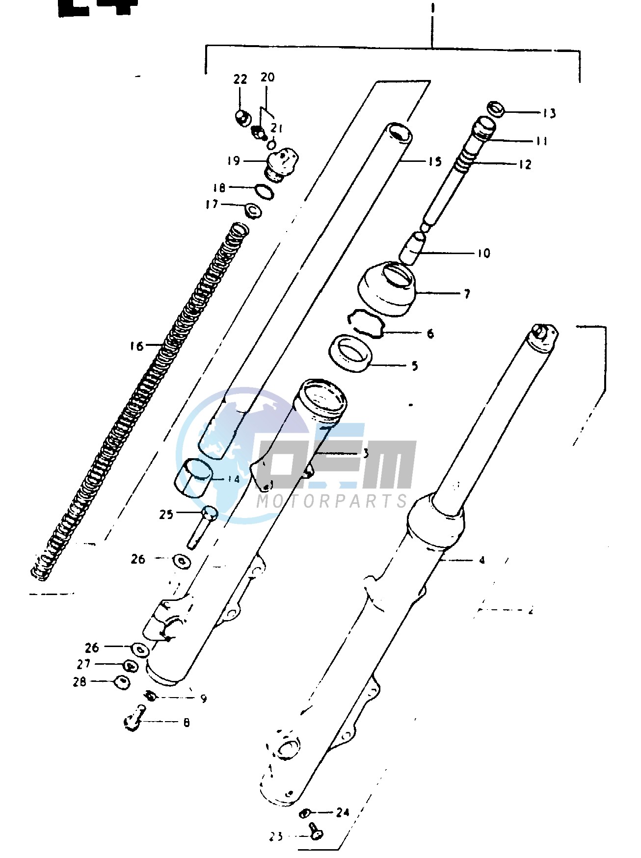 FRONT FORK (GSX1100T F.NO. 100131~ GSX1100X)