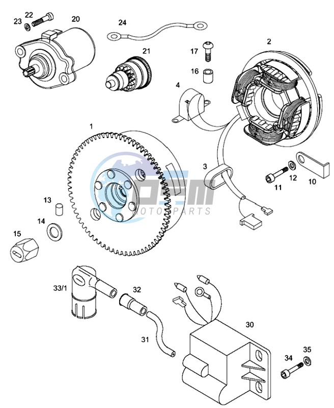 Magneto assembly-electric starter