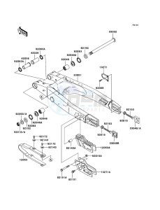 KX125 KX125M8F EU drawing Swingarm