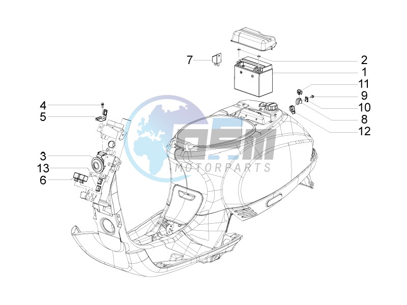 Control switches - Battery - Horn