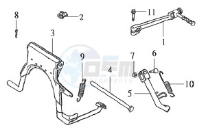 DD50 drawing CENTRAL STAND / SIDE STAND / KICKSTARTER PEDAL