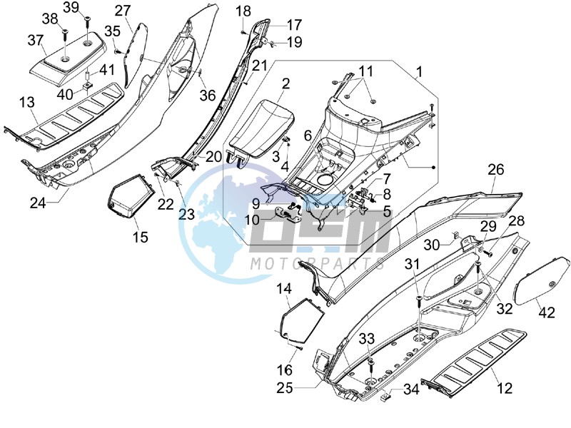 Central cover - Footrests