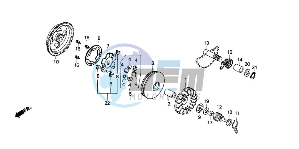 DRIVE FACE/ KICK STARTER SPINDLE