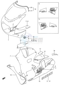 GSX-R750W (E28) drawing COWLING BODY (MODEL R 1UJ)