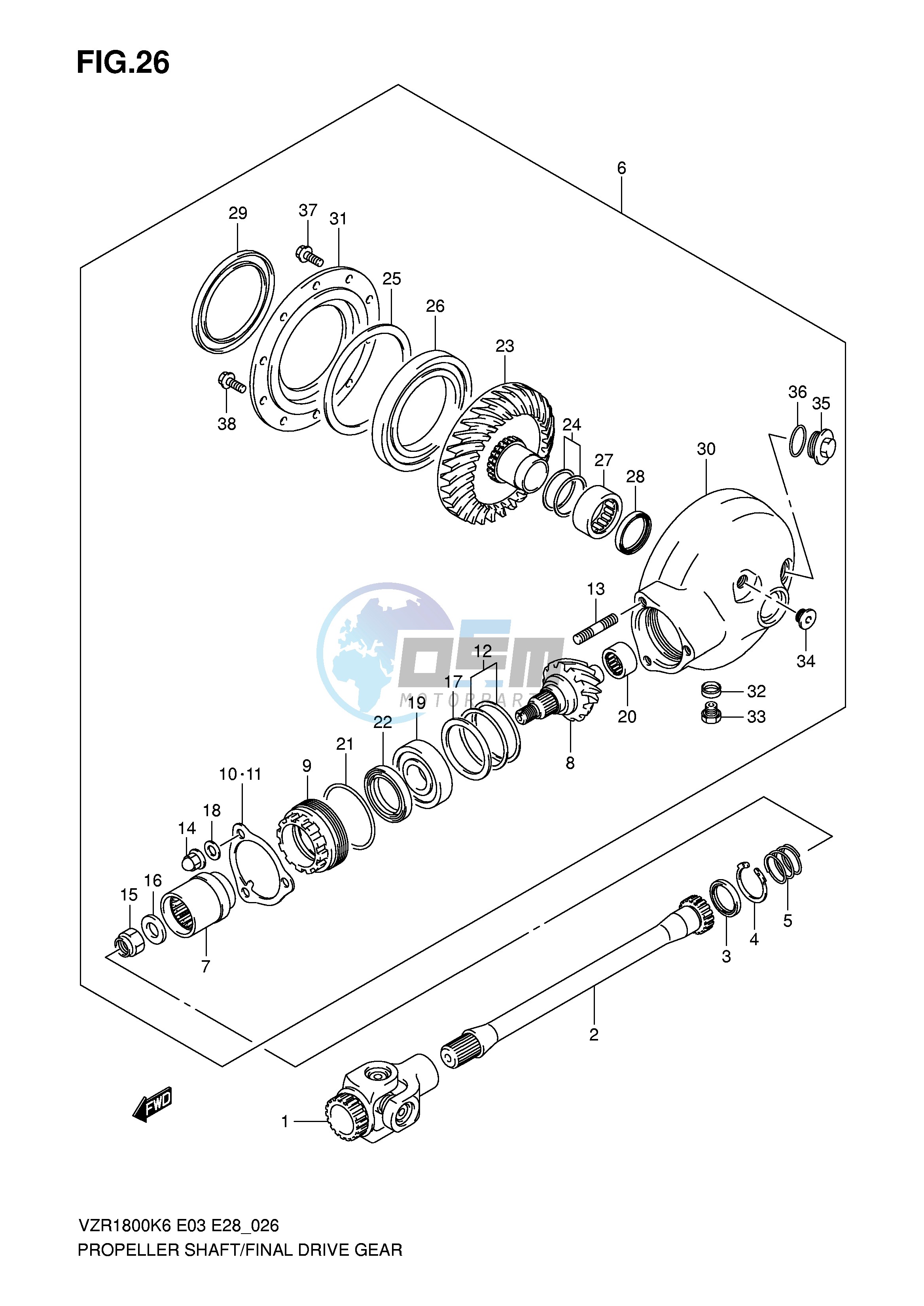 PROPELLER SHAFT FINAL DRIVE GEAR (MODEL K6 K7)