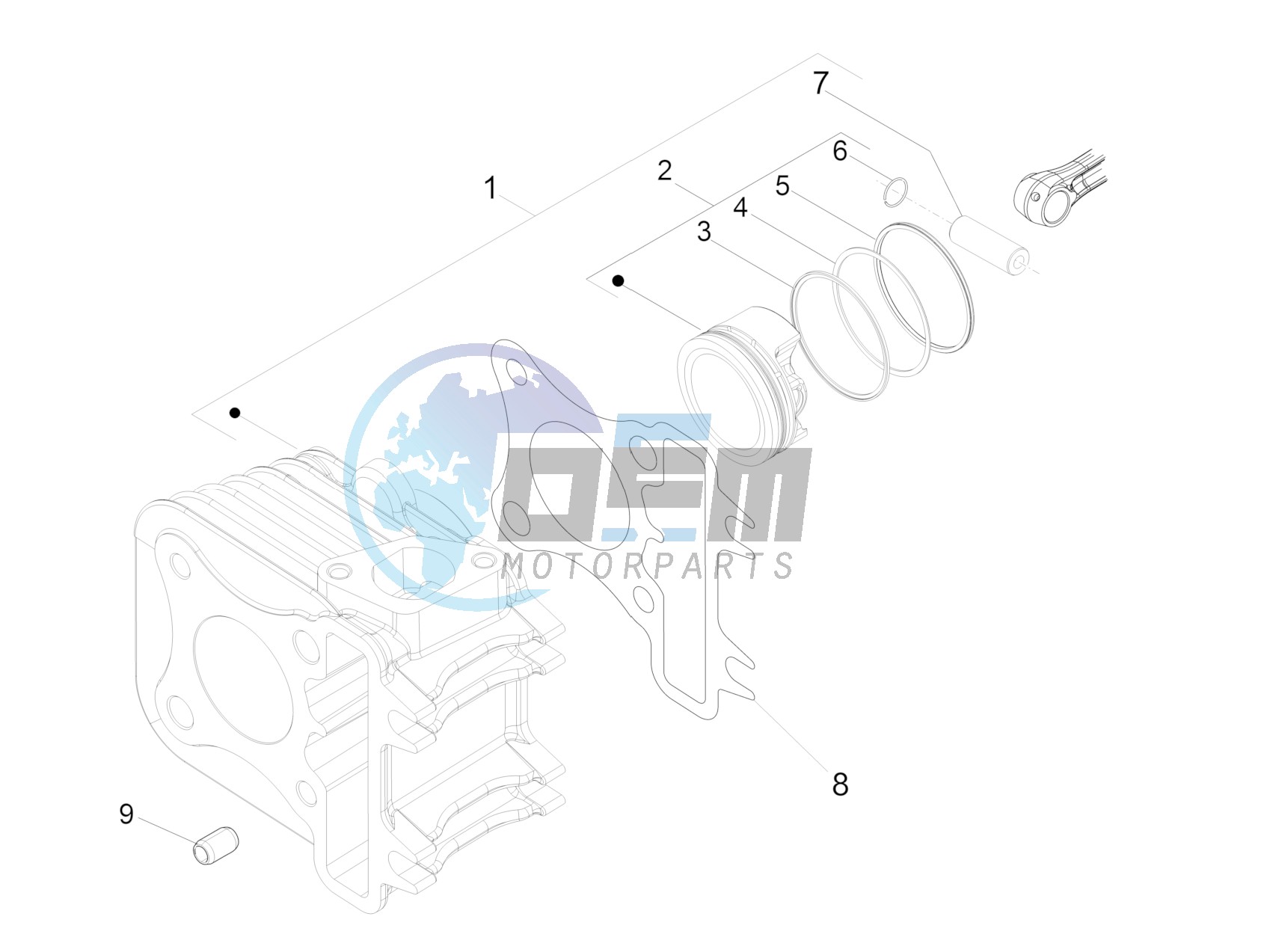 Cylinder-piston-wrist pin unit